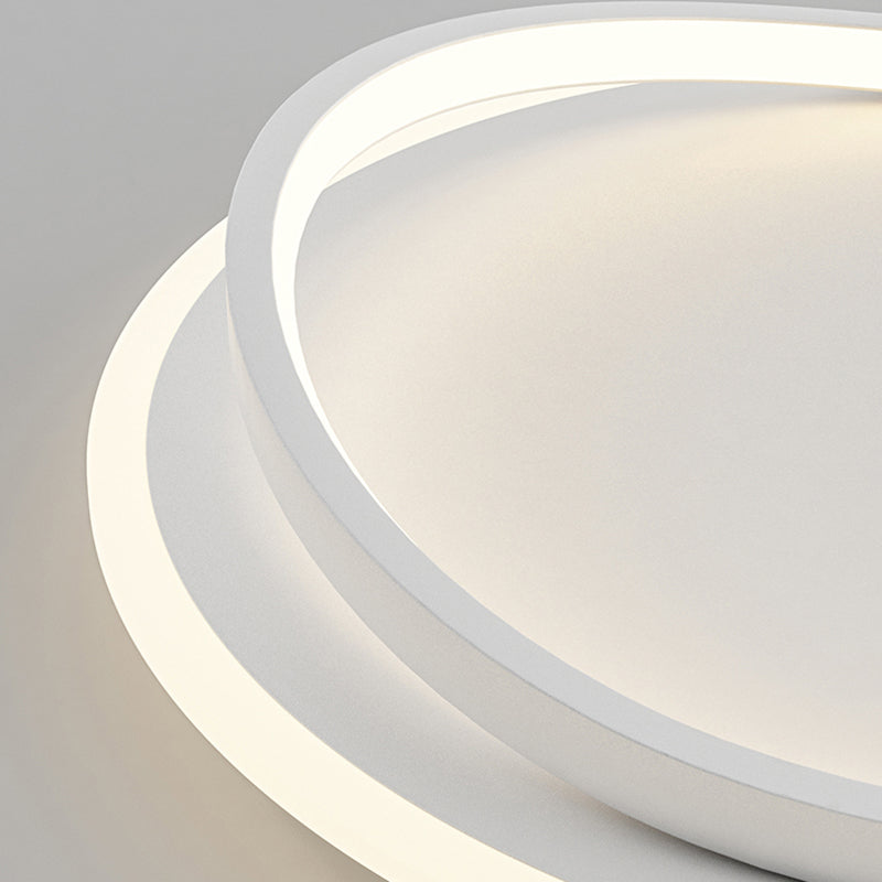 Matte White Contemporary Flush Mount Iron and Acrylic Round LED Flush