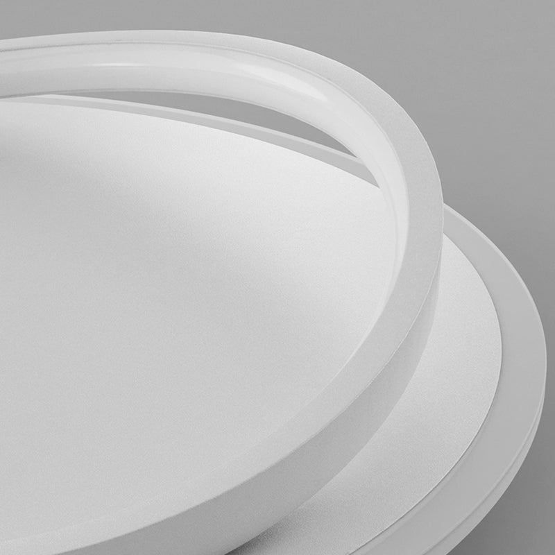 Matte White Contemporary Flush Mount Iron and Acrylic Round LED Flush