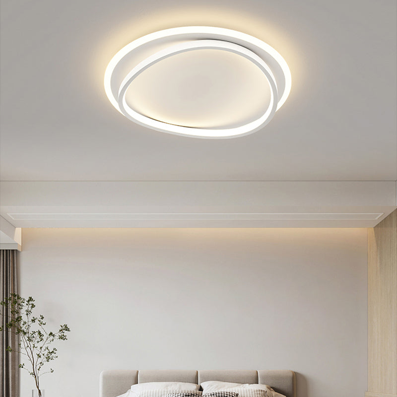 Matte White Contemporary Flush Mount Iron and Acrylic Round LED Flush