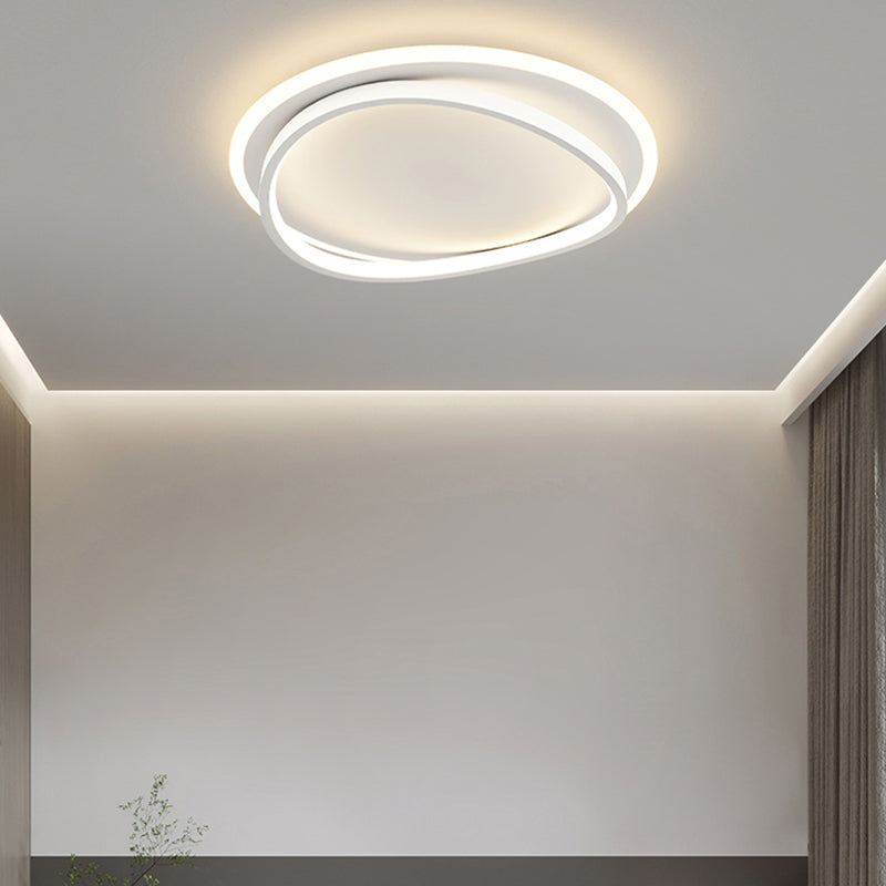 Matte White Contemporary Flush Mount Iron and Acrylic Round LED Flush