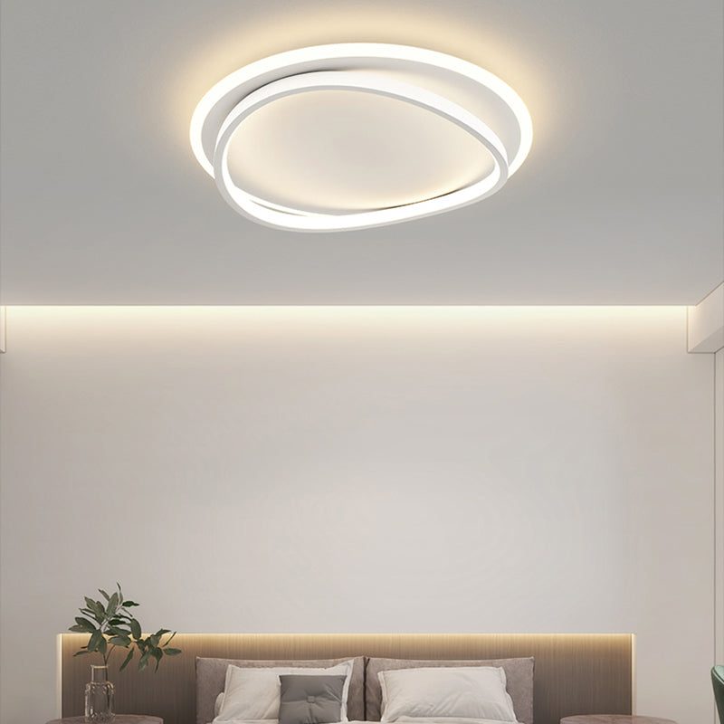 Matte White Contemporary Flush Mount Iron and Acrylic Round LED Flush