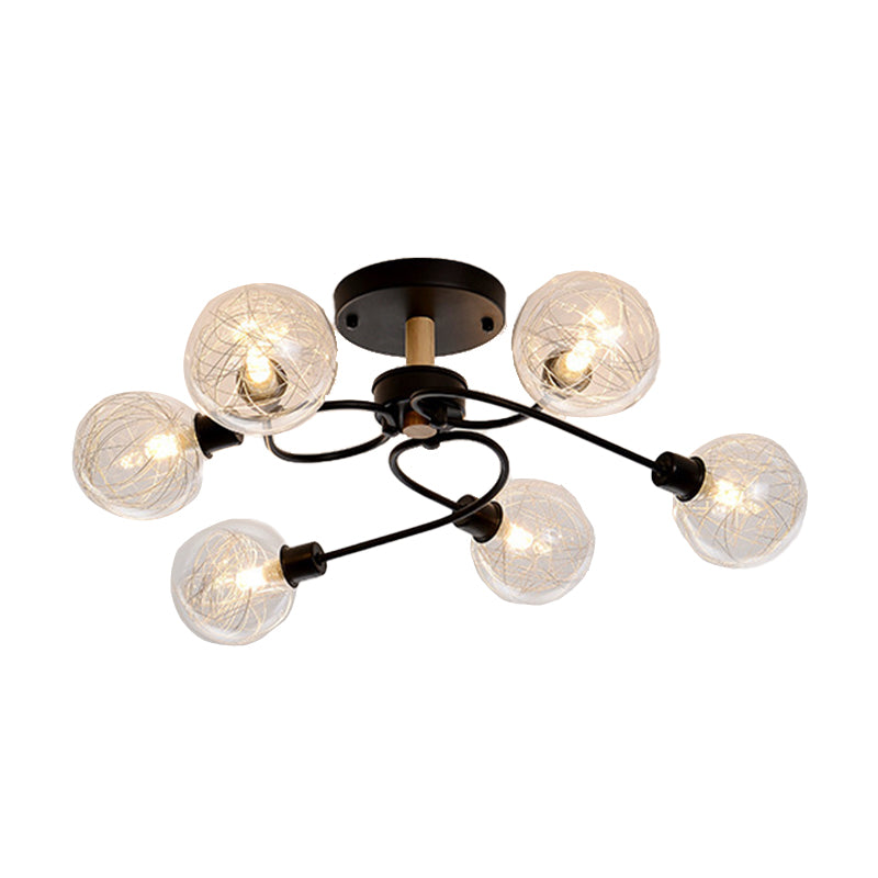 Glass Ball Flush Mount Lights Contemporary Style Multi Lights Flush Mount Fixture