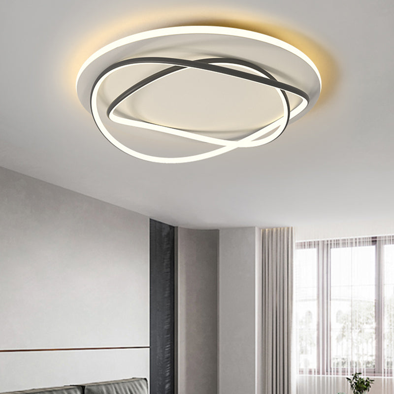 Black and White Contemporary Flush Mount 3 - Light Linear Metal Ceiling Mount