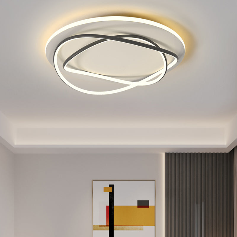 Black and White Contemporary Flush Mount 3 - Light Linear Metal Ceiling Mount