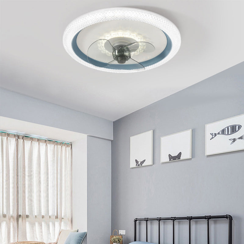 Nordic Style Ceiling Fan Lamp Round Shape Ceiling Fan Light for Bedroom