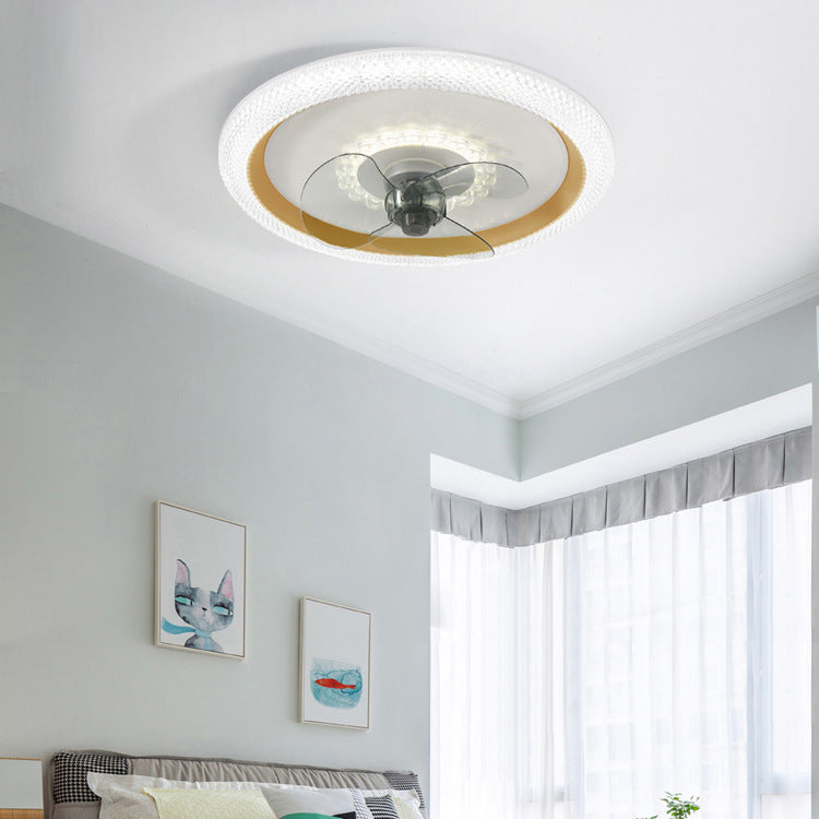 Nordic Style Ceiling Fan Lamp Round Shape Ceiling Fan Light for Bedroom