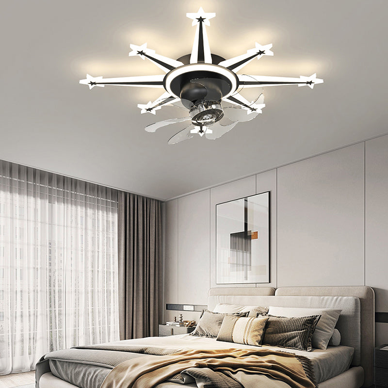 7-Blade LED Fan with Light Contemporary Golden/Black Ceiling Fan for Home