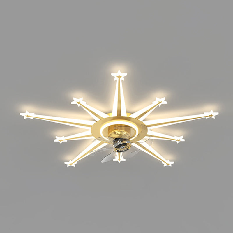 7-Blade LED Fan with Light Contemporary Golden/Black Ceiling Fan for Home