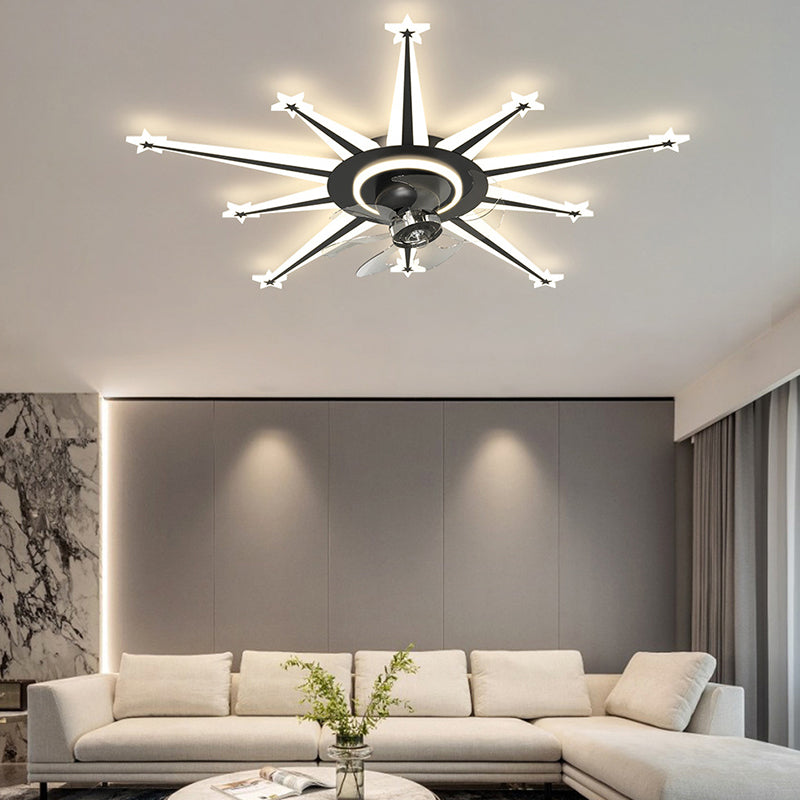 7-Blade LED Fan with Light Contemporary Golden/Black Ceiling Fan for Home