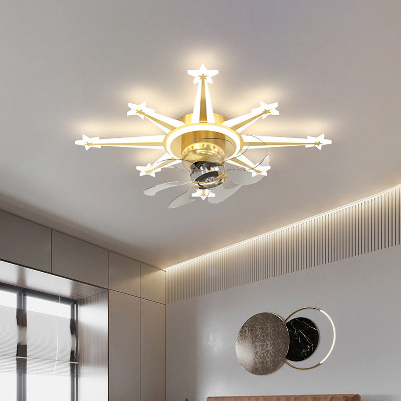 7-Blade LED Fan with Light Contemporary Golden/Black Ceiling Fan for Home