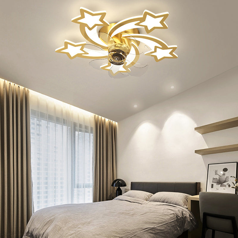 7-Blade Fan with Light Modern Polish Finish Ceiling Fan for Hallway