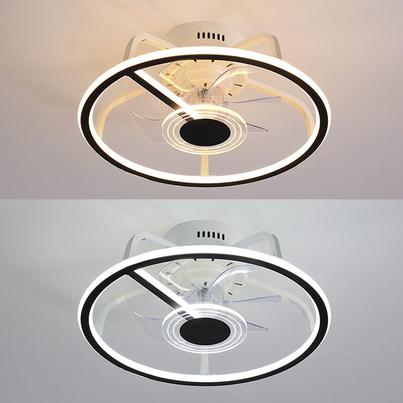 7-Blade Modernism Ceiling Fan Metallic Fan with Light for Living Room