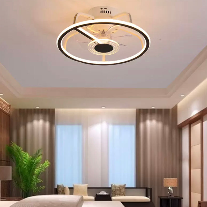 7-Blade Modernism Ceiling Fan Metallic Fan with Light for Living Room