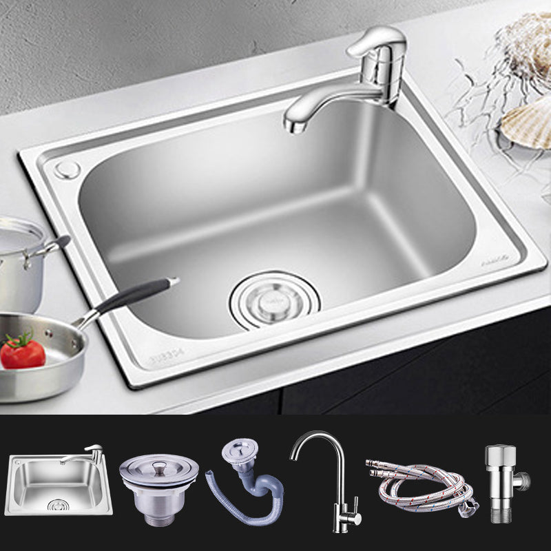 Stainless Steel Sink Drop-In Single Bowl Kitchen Sink with Basket Strainer