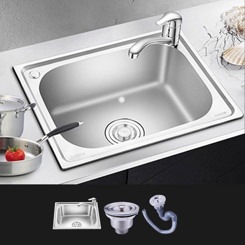 Stainless Steel Sink Drop-In Single Bowl Kitchen Sink with Basket Strainer