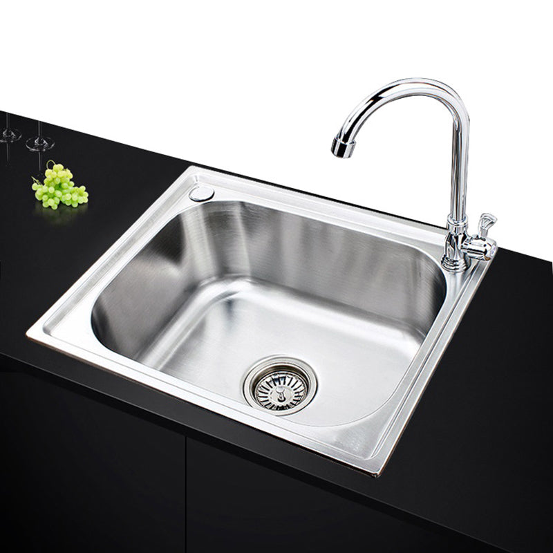 Stainless Steel Sink Drop-In Single Bowl Kitchen Sink with Basket Strainer