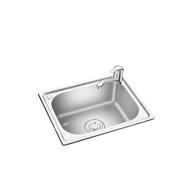 Stainless Steel Sink Drop-In Single Bowl Kitchen Sink with Basket Strainer