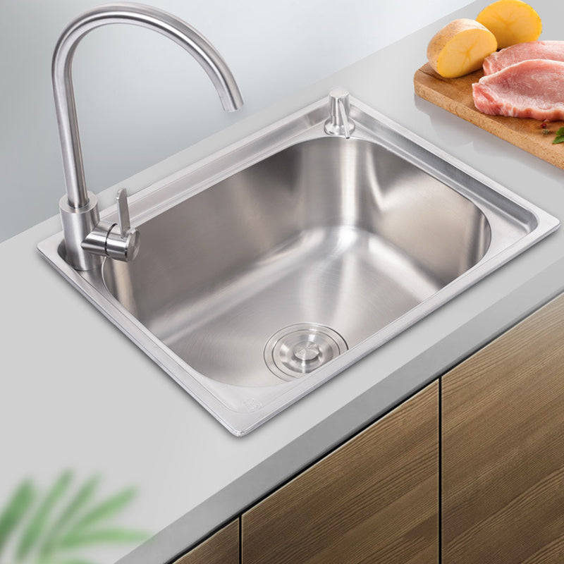 Stainless Steel Sink Drop-In Single Bowl Kitchen Sink with Basket Strainer