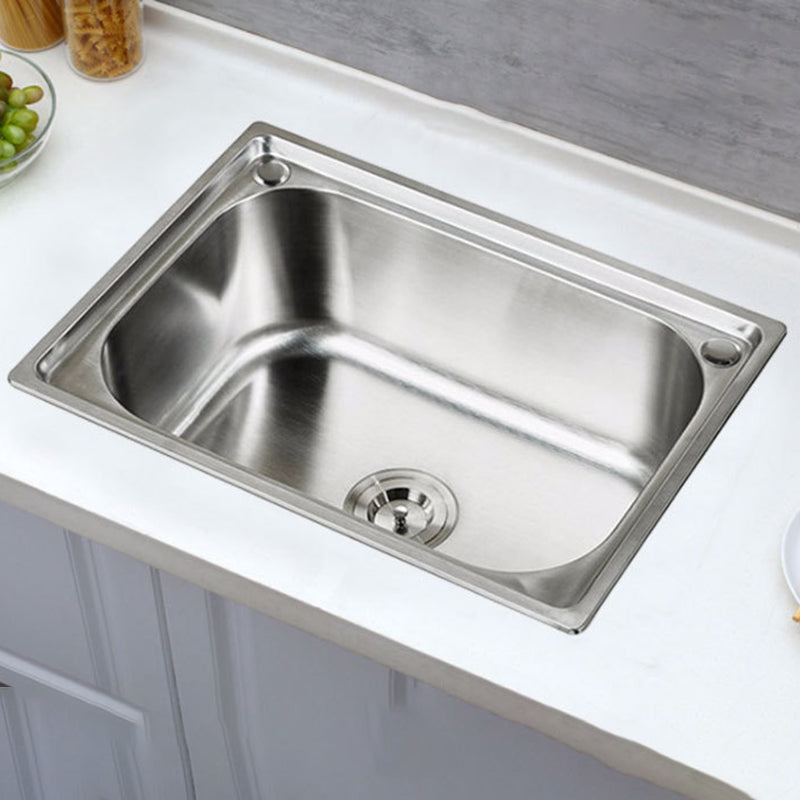 Stainless Steel Sink Drop-In Single Bowl Kitchen Sink with Basket Strainer