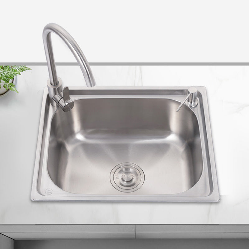 Stainless Steel Sink Drop-In Single Bowl Kitchen Sink with Basket Strainer