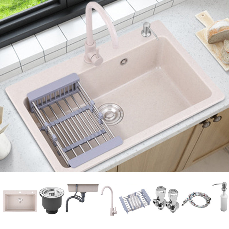 Drop-In Quartz Kitchen Sink Single Bowl Kitchen Sink in White