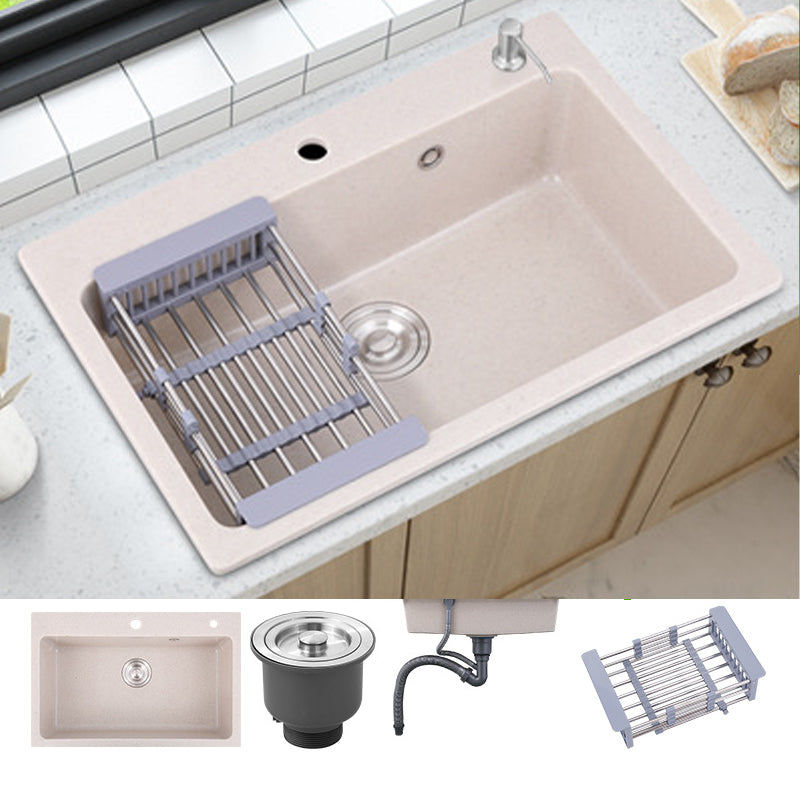 Drop-In Quartz Kitchen Sink Single Bowl Kitchen Sink in White