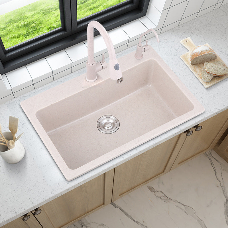 Drop-In Quartz Kitchen Sink Single Bowl Kitchen Sink in White