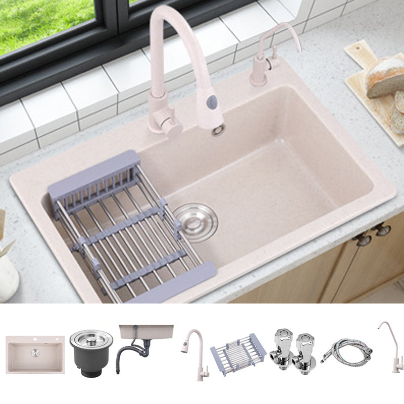 Drop-In Quartz Kitchen Sink Single Bowl Kitchen Sink in White