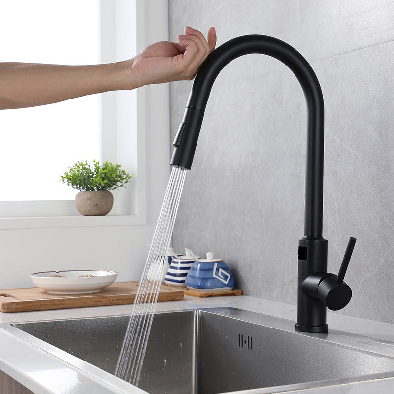 Modern Style Kitchen Faucet Stainless Steel Single Handle Retractable Kitchen Faucet