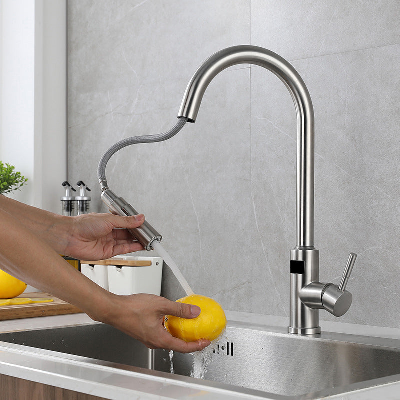 Modern Style Kitchen Faucet Stainless Steel Single Handle Retractable Kitchen Faucet