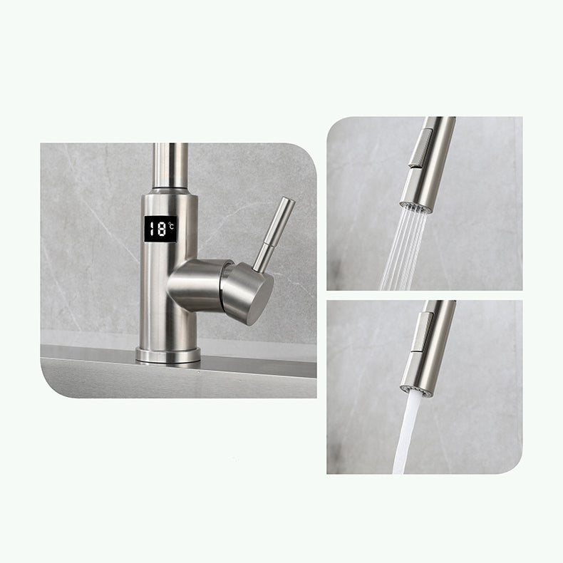 Modern Style Kitchen Faucet Stainless Steel Single Handle Retractable Kitchen Faucet