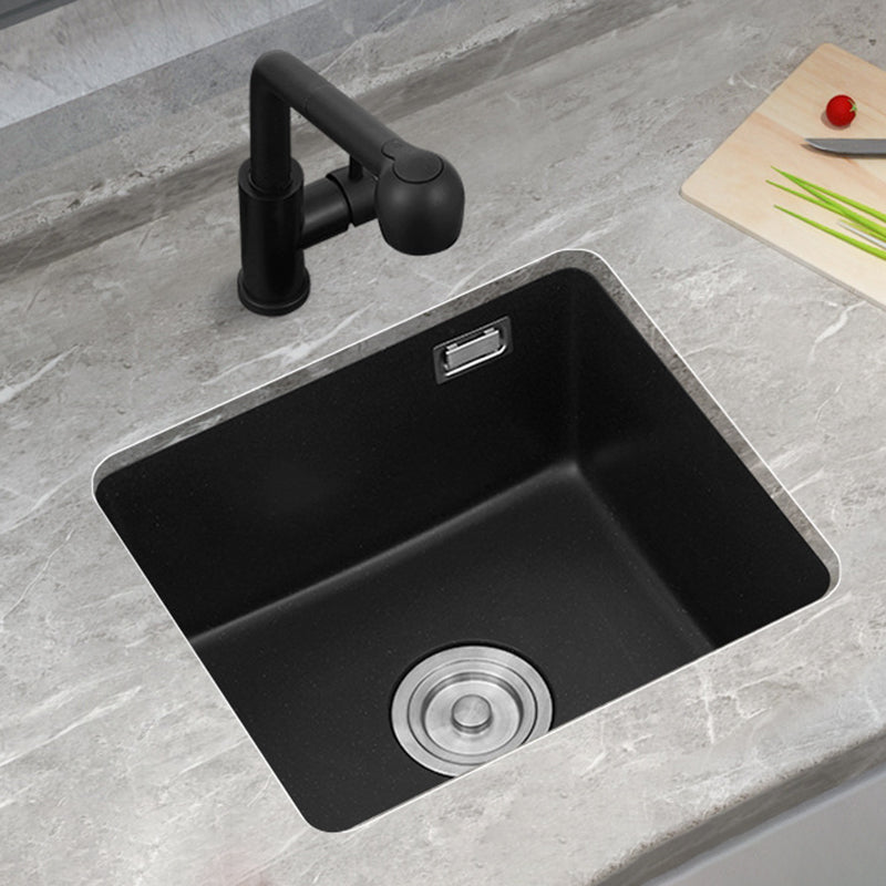 Black Quartz Sink Drop-In Kitchen Sink with with Drain Assembly