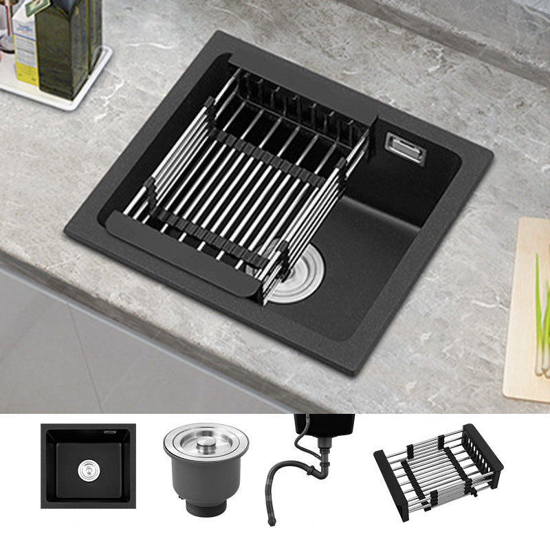 Black Quartz Sink Drop-In Kitchen Sink with with Drain Assembly