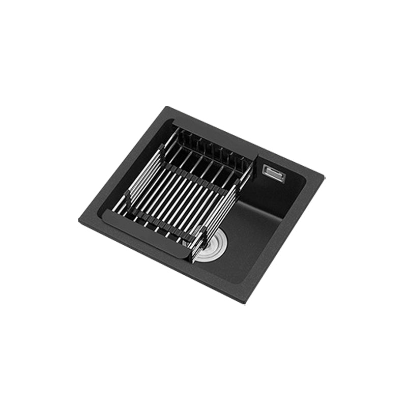 Black Quartz Sink Drop-In Kitchen Sink with with Drain Assembly