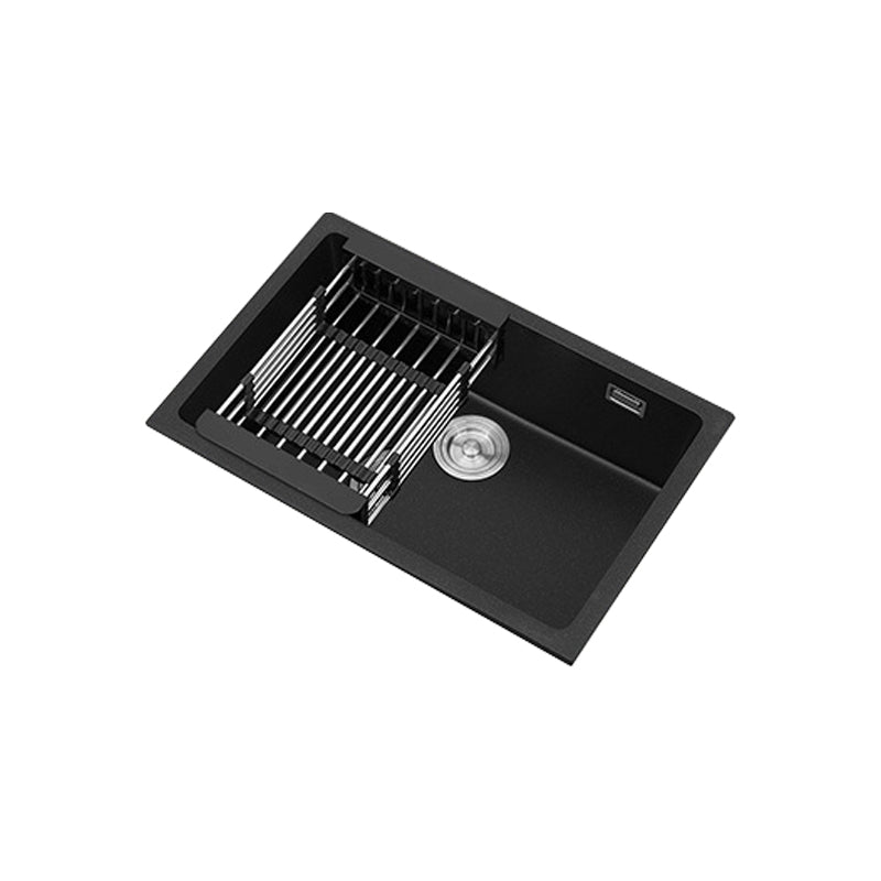 Black Quartz Sink Drop-In Kitchen Sink with with Drain Assembly