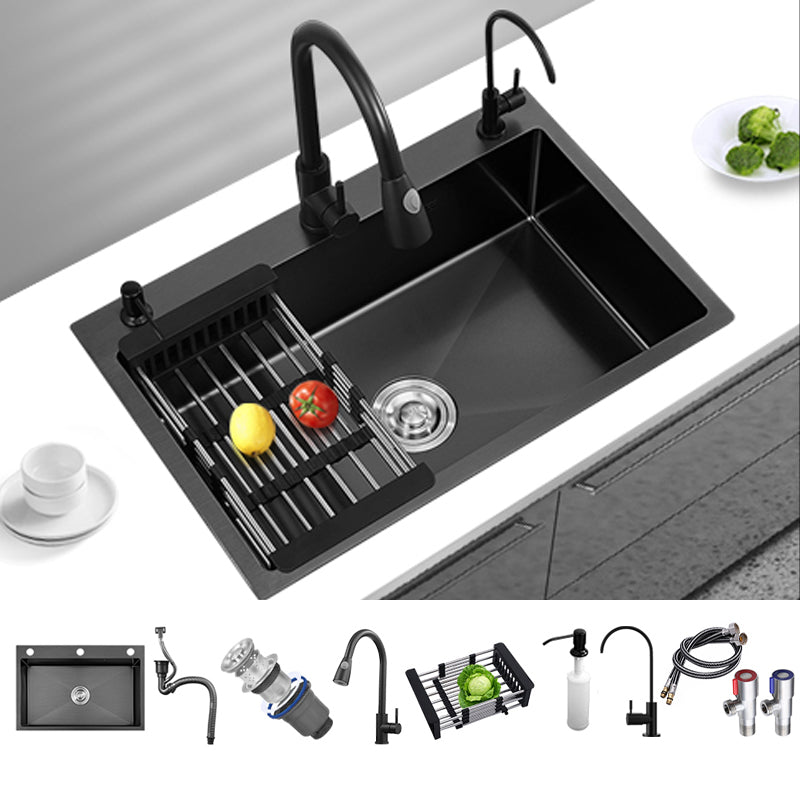 Stainless Steel Kitchen Sink Single Bowl Sink with Faucet and Soap Dispenser