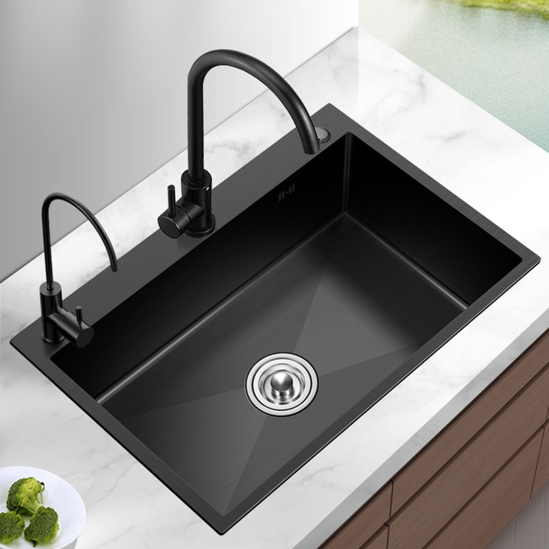 Stainless Steel Kitchen Sink Single Bowl Sink with Faucet and Soap Dispenser