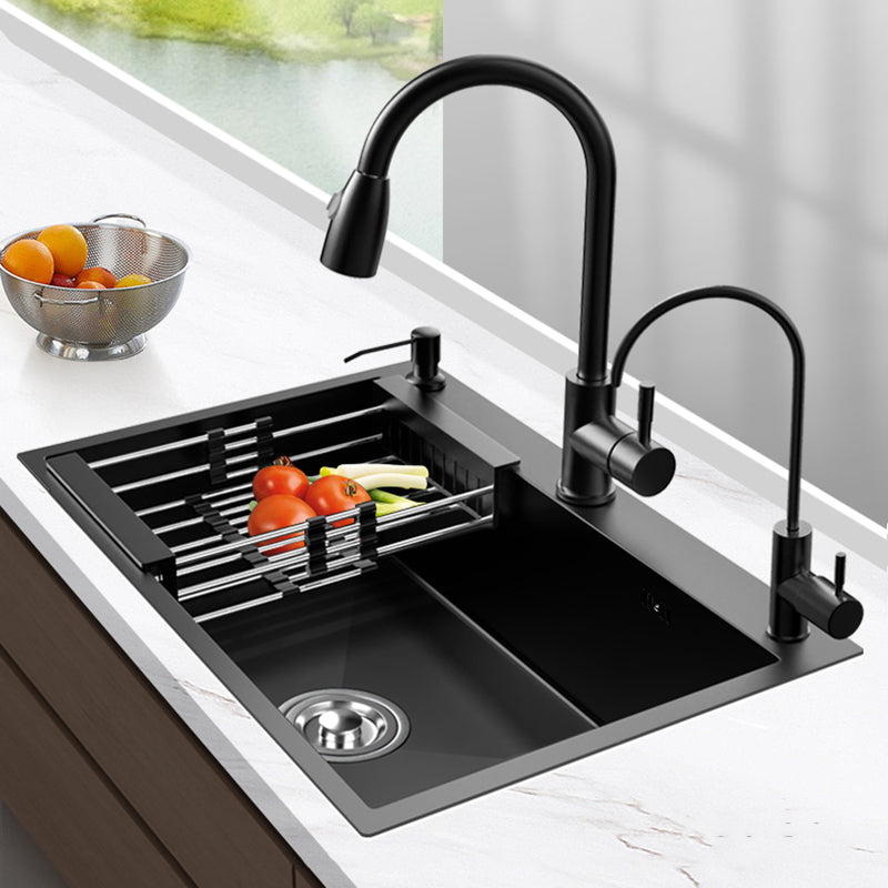 Stainless Steel Kitchen Sink Single Bowl Sink with Faucet and Soap Dispenser