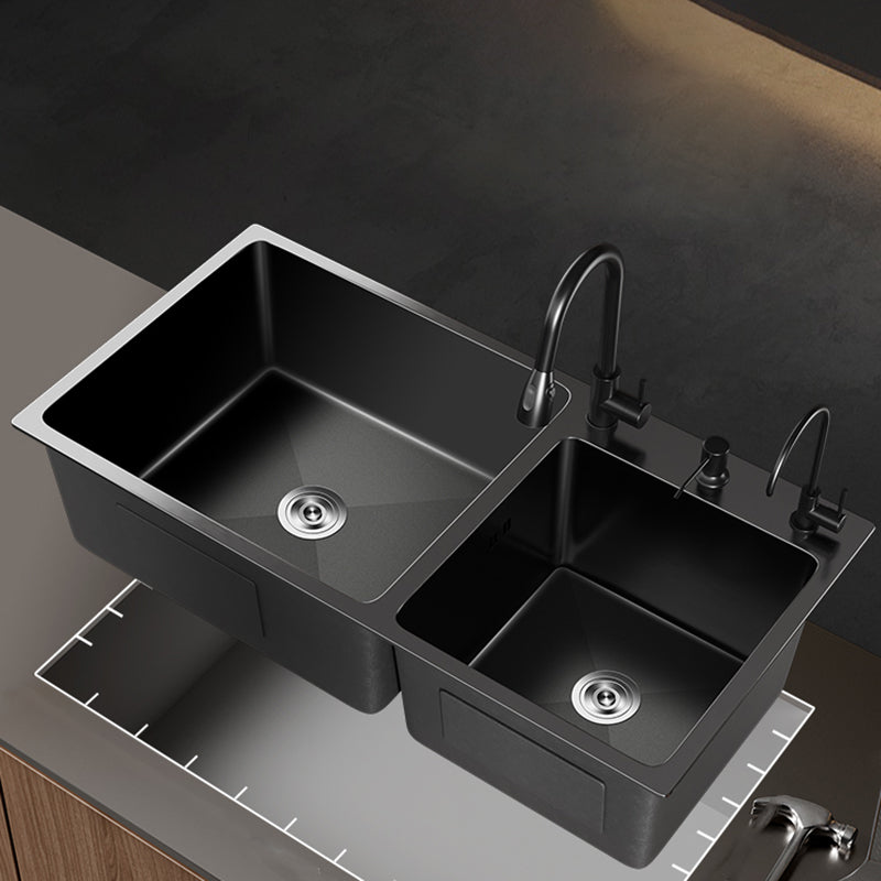 Stainless Steel Double Basin Sink Drop-In Kitchen Sink with Drain Assembly