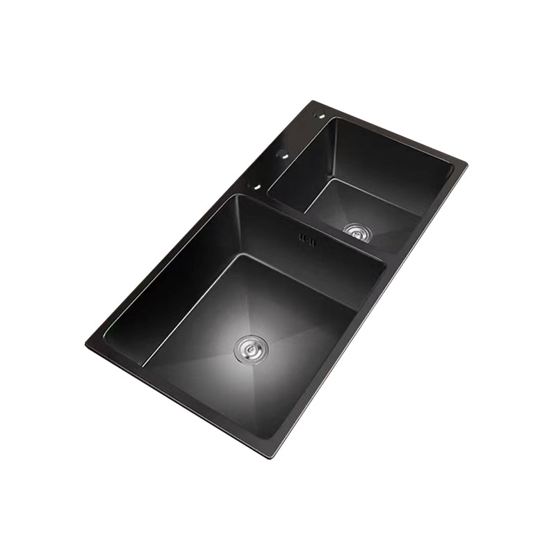 Stainless Steel Double Basin Sink Drop-In Kitchen Sink with Drain Assembly