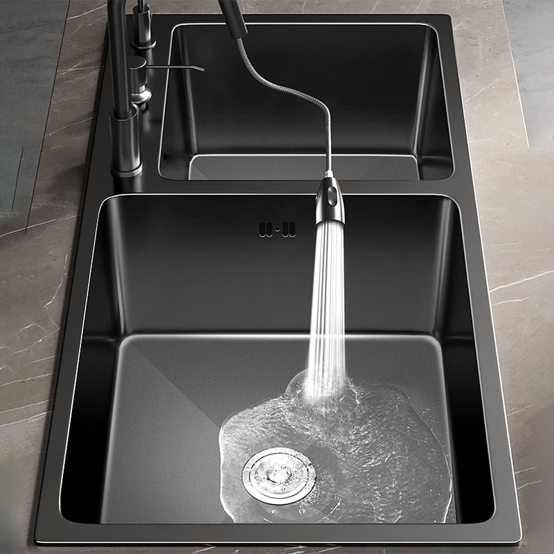 Stainless Steel Double Basin Sink Drop-In Kitchen Sink with Drain Assembly