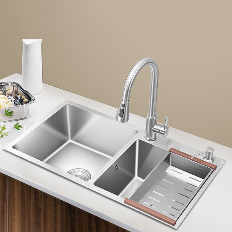 Stainless Steel Contemporary Sink for Kitchen Double Drop-In Kitchen Sink