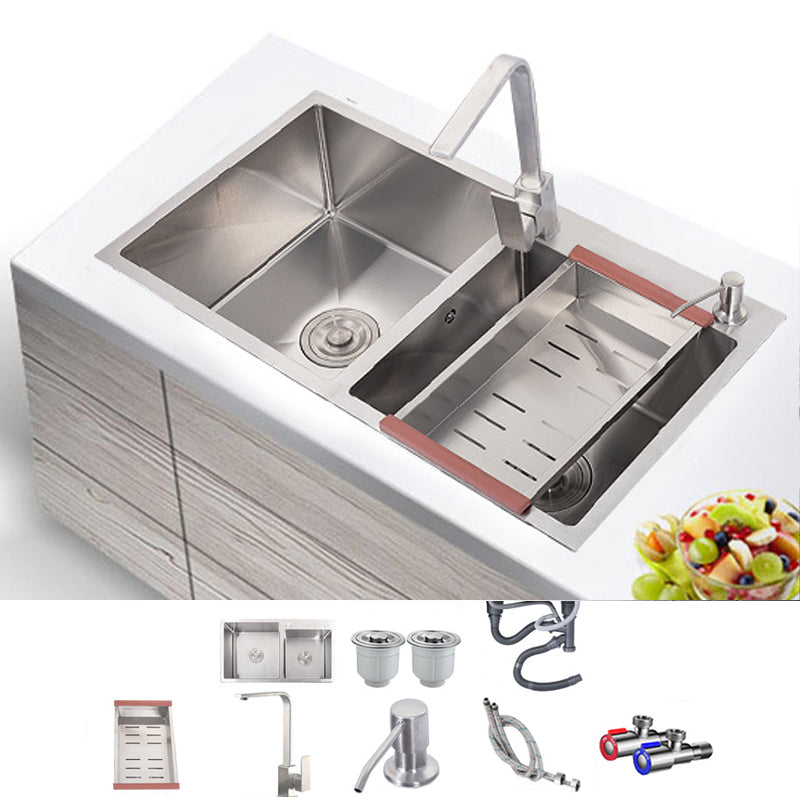 Stainless Steel Contemporary Sink for Kitchen Double Drop-In Kitchen Sink