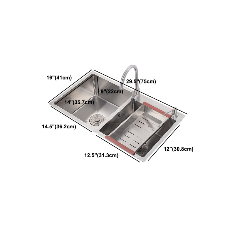 Stainless Steel Contemporary Sink for Kitchen Double Drop-In Kitchen Sink