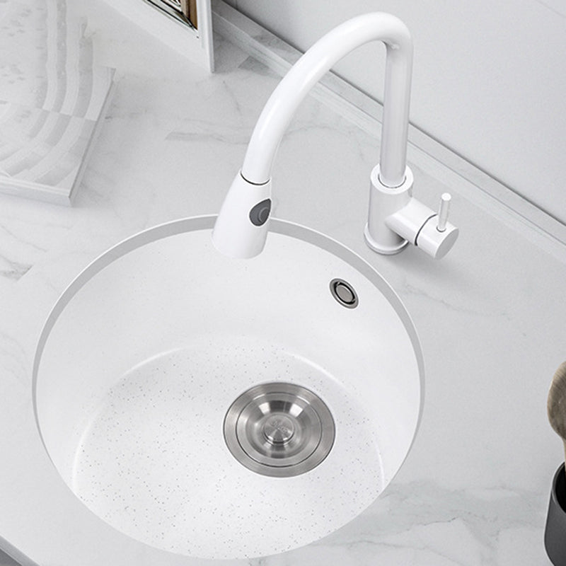 White 9" H Sink Single Bowl Drop-In Kitchen Sink with Soundproofing