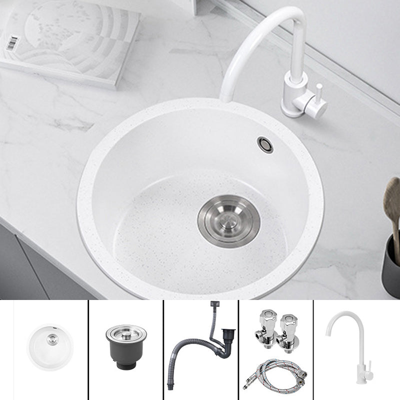 White 9" H Sink Single Bowl Drop-In Kitchen Sink with Soundproofing