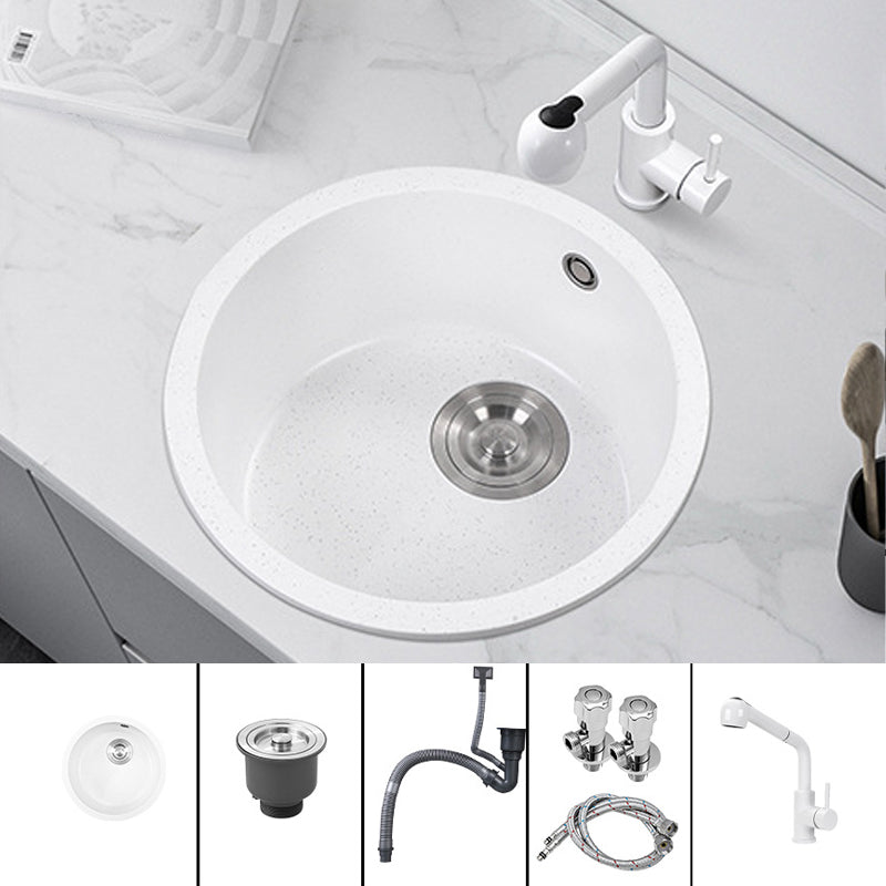 White 9" H Sink Single Bowl Drop-In Kitchen Sink with Soundproofing