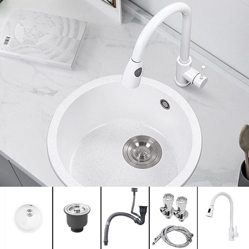 White 9" H Sink Single Bowl Drop-In Kitchen Sink with Soundproofing