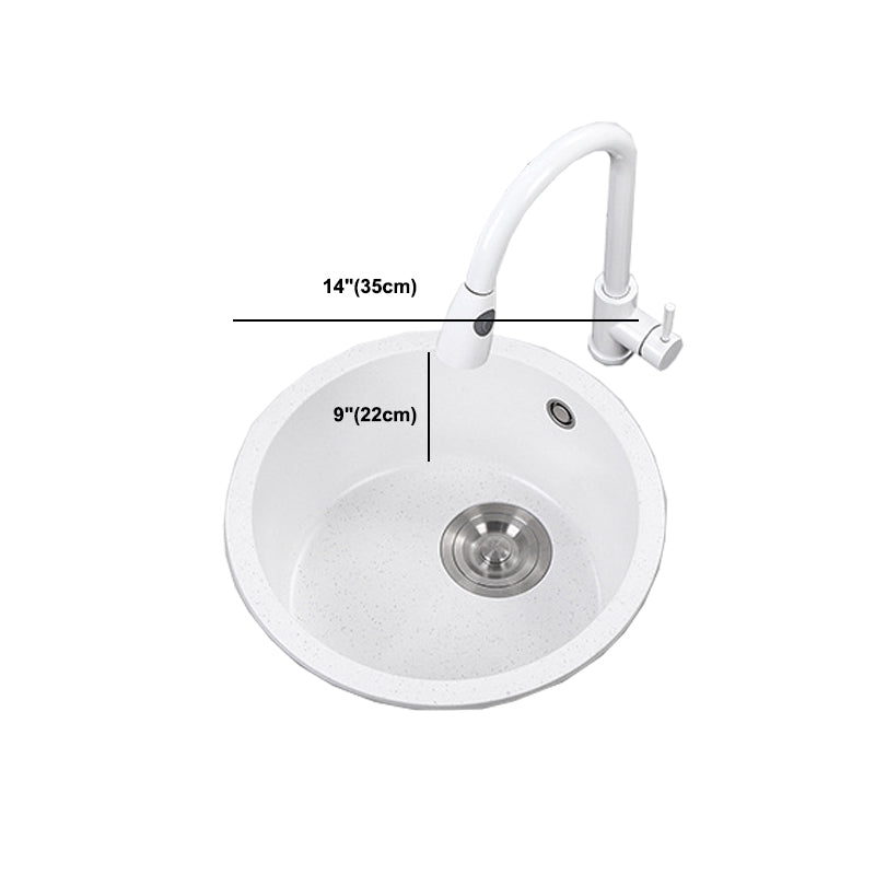 White 9" H Sink Single Bowl Drop-In Kitchen Sink with Soundproofing