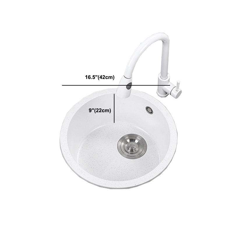 White 9" H Sink Single Bowl Drop-In Kitchen Sink with Soundproofing